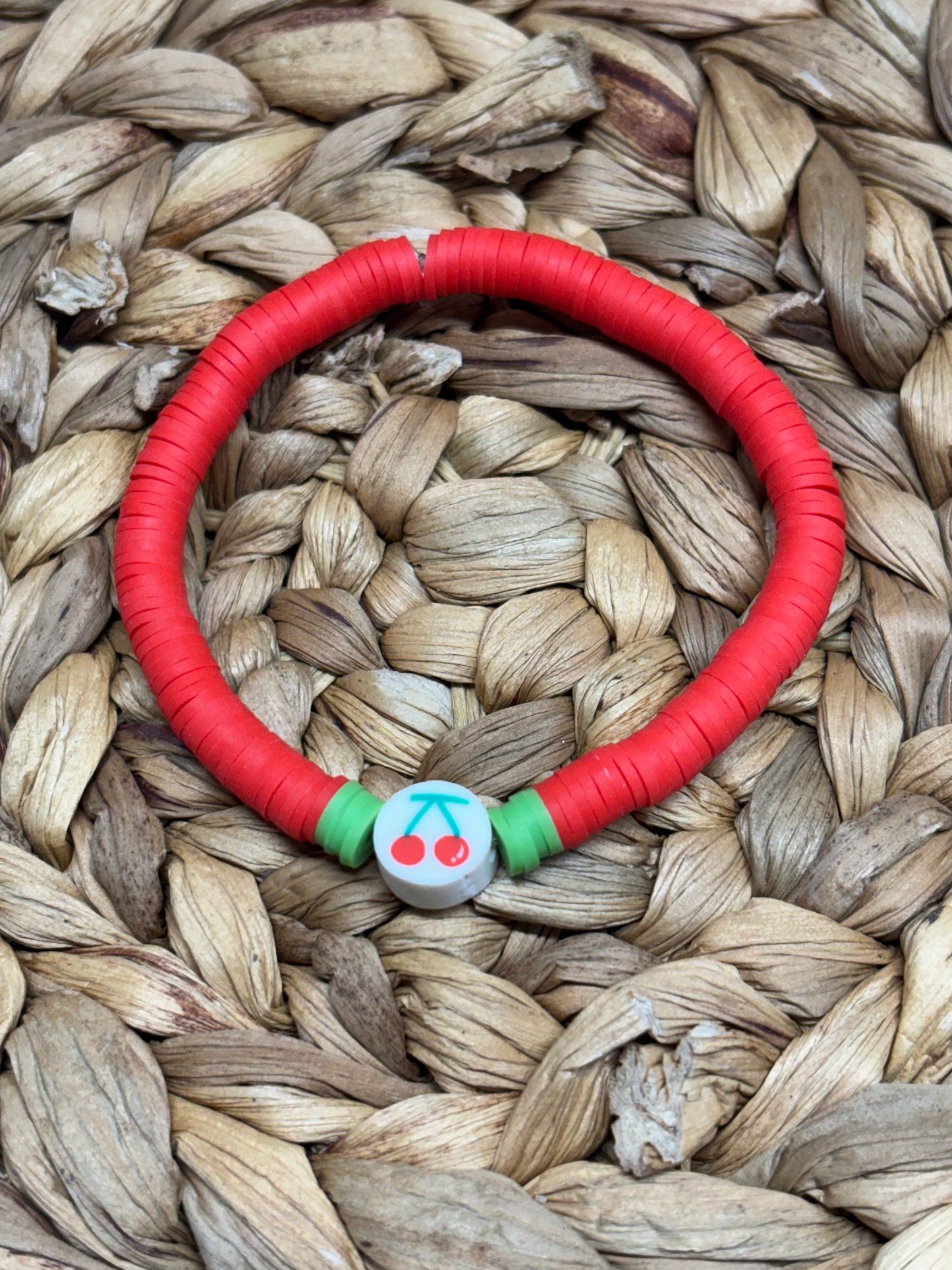 Cherry Clay Beaded Bracelet