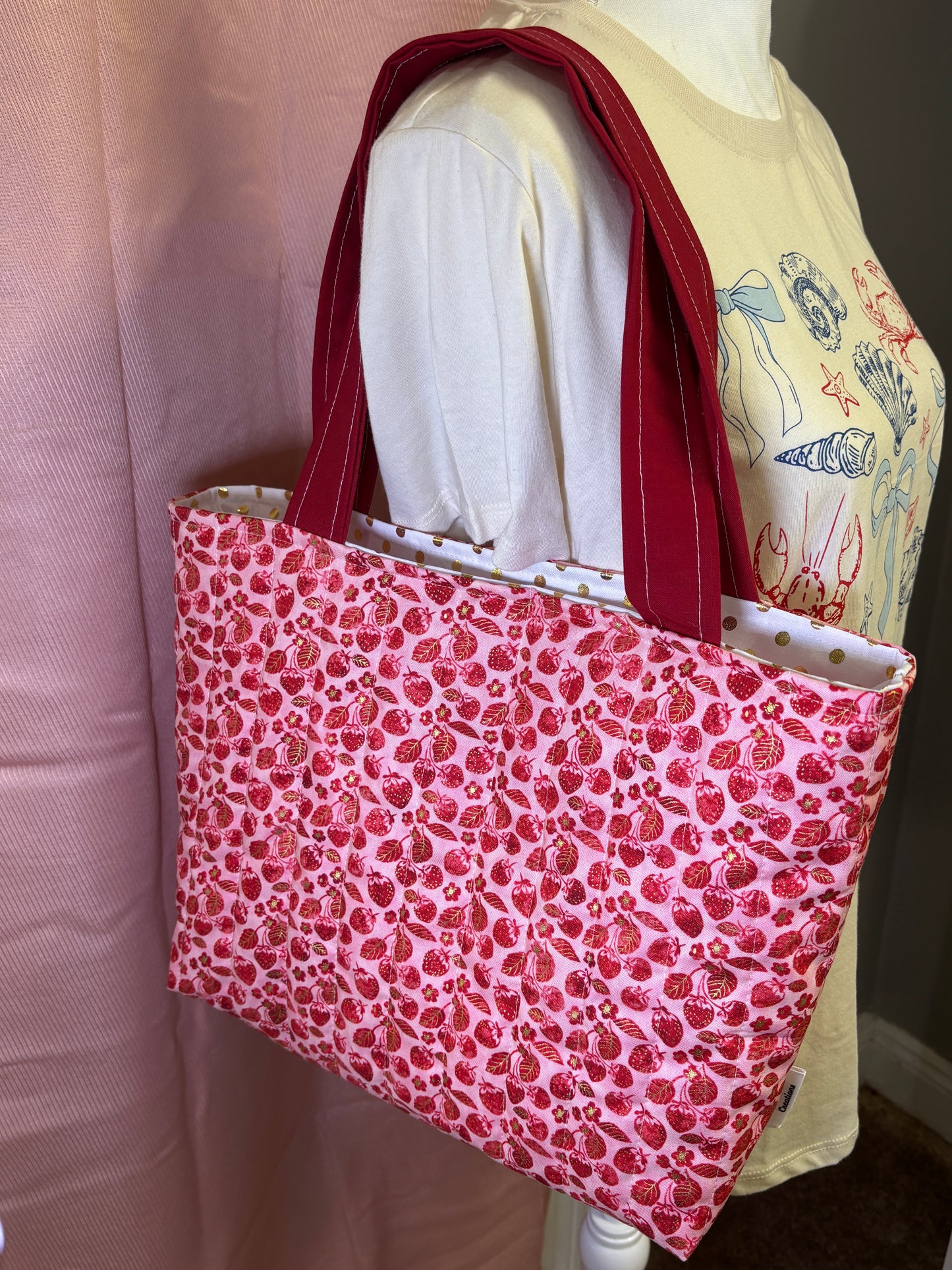 The Gold Strawberry Tote Bag