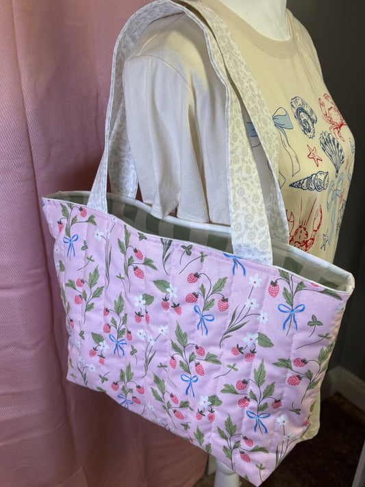 The Strawberry Bow Tote Bag