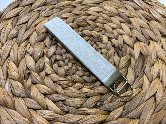 Beige Rose Heart Flower Keychain