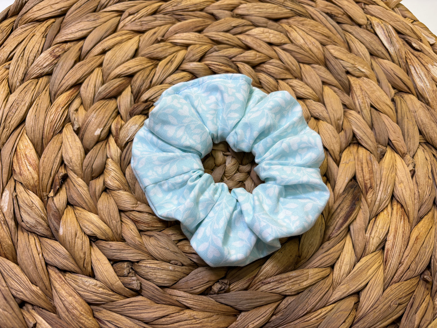 Blue Heart Rose Flower Scrunchie