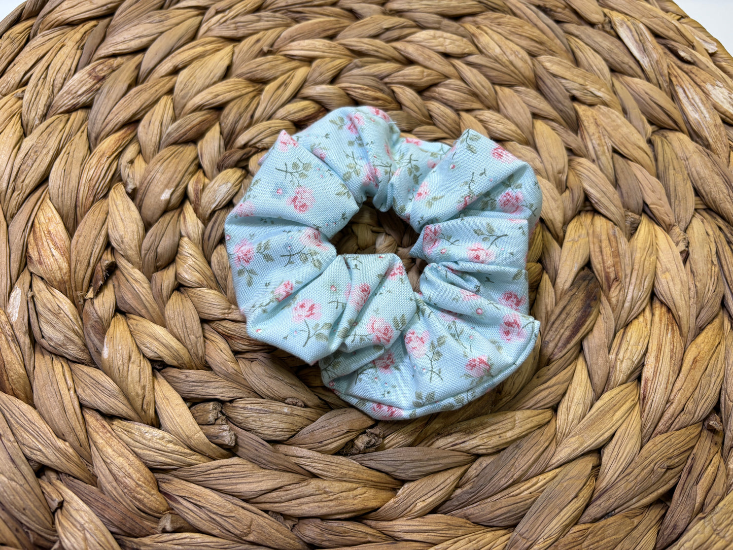 Blue Rose Flower Scrunchie