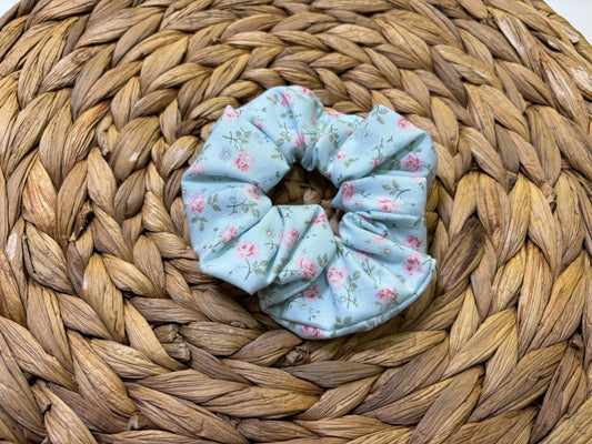 Blue Rose Flower Scrunchie