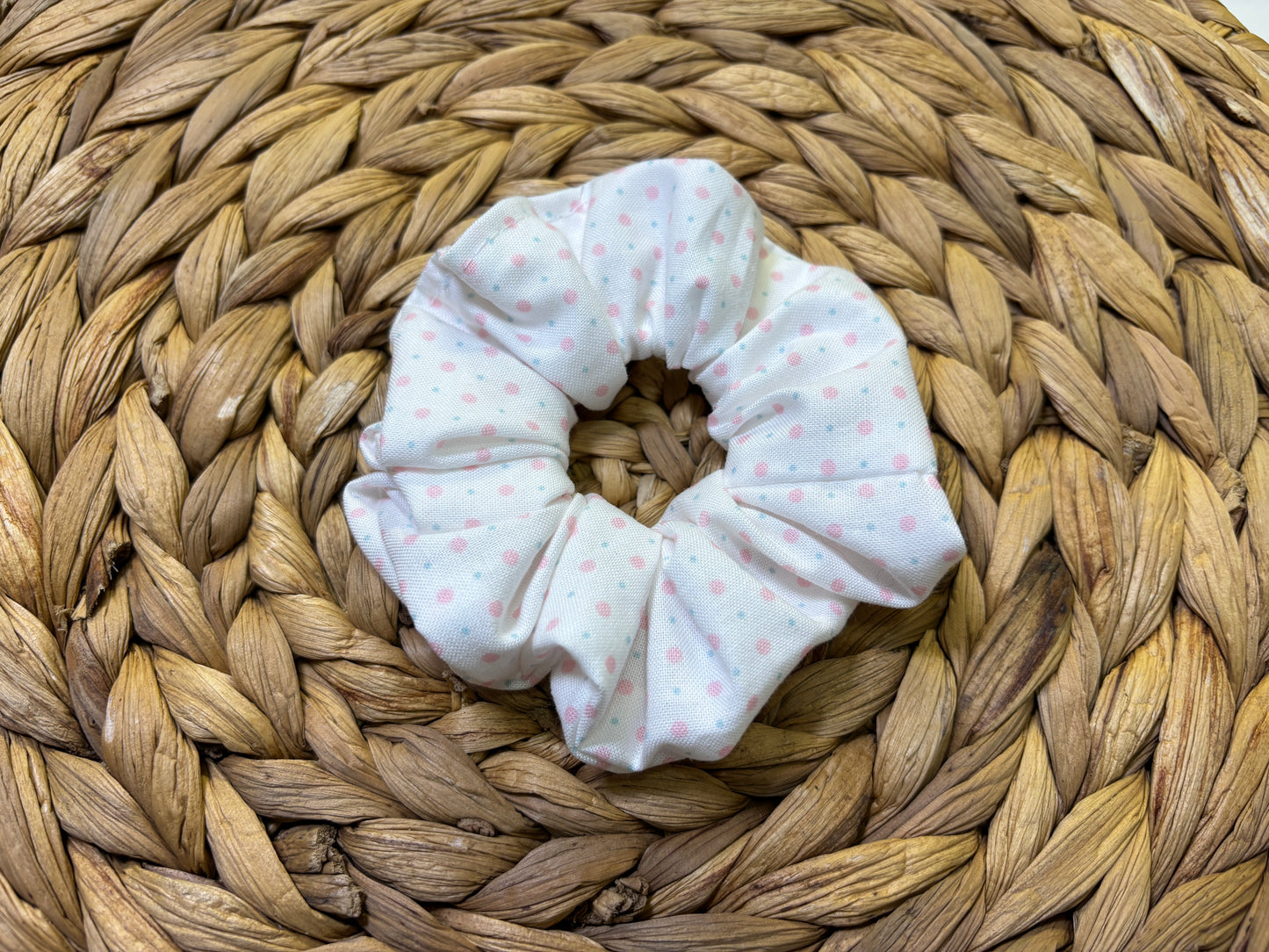 Pink & Blue Dot Scrunchie