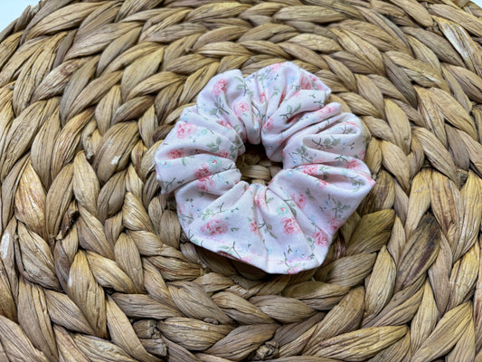 Pink Rose Flower Scrunchie