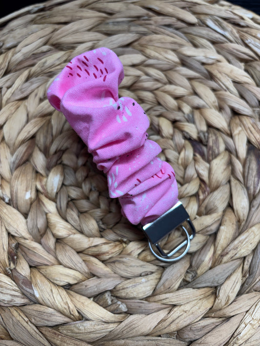 Pink Spot Scrunchie Keychain