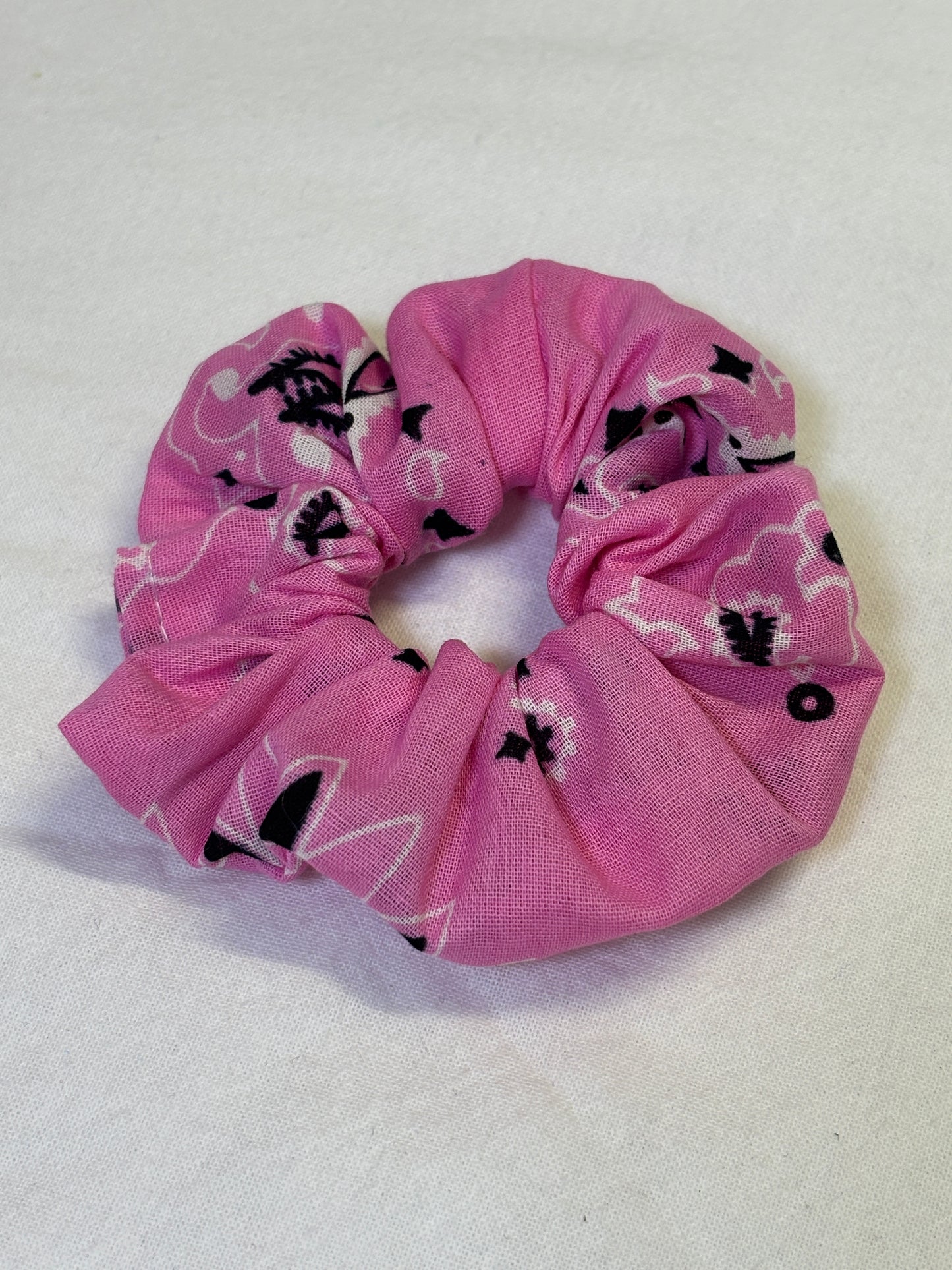 Pink Bandana Scrunchie