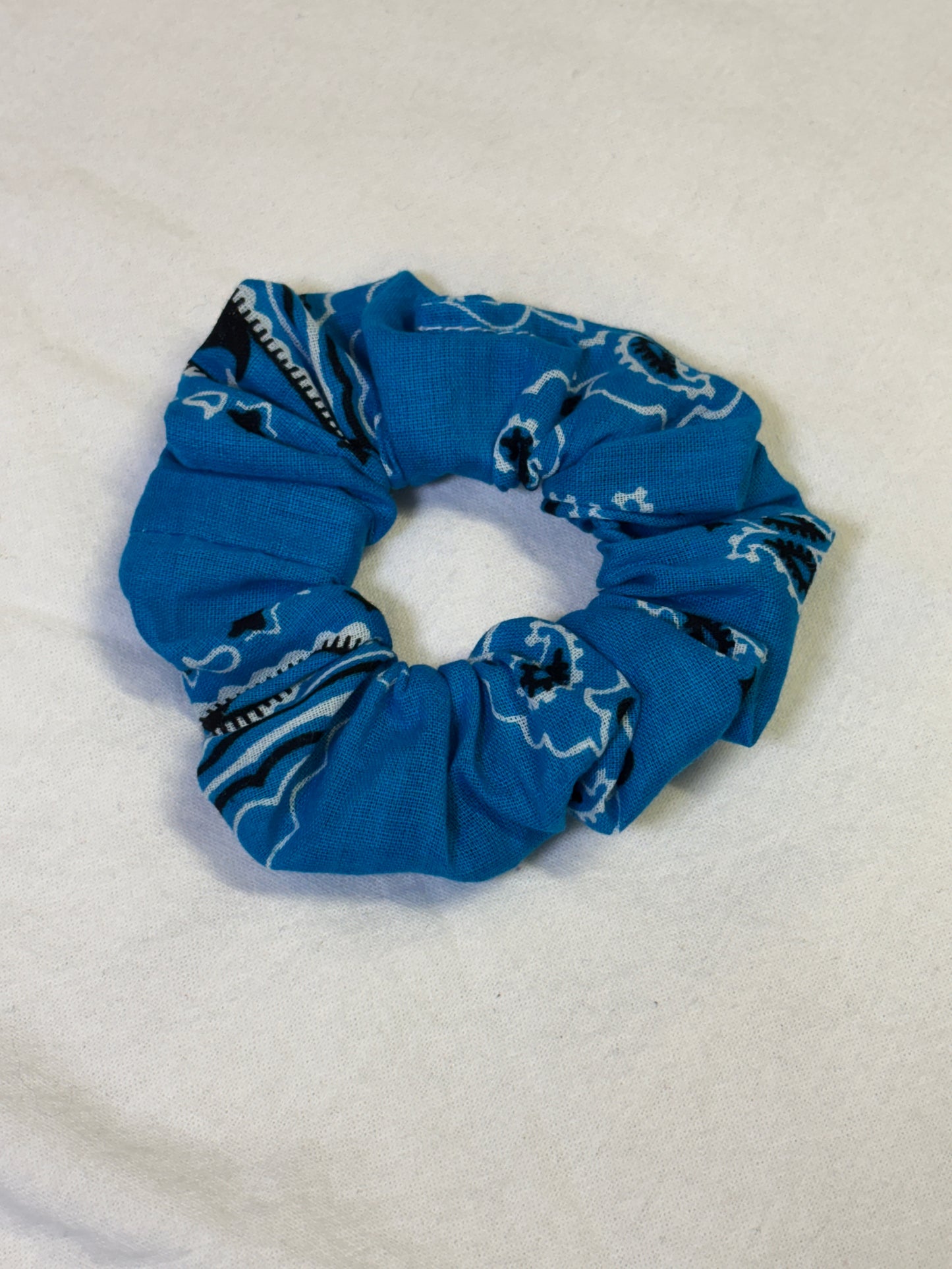 Blue Bandana Scrunchie