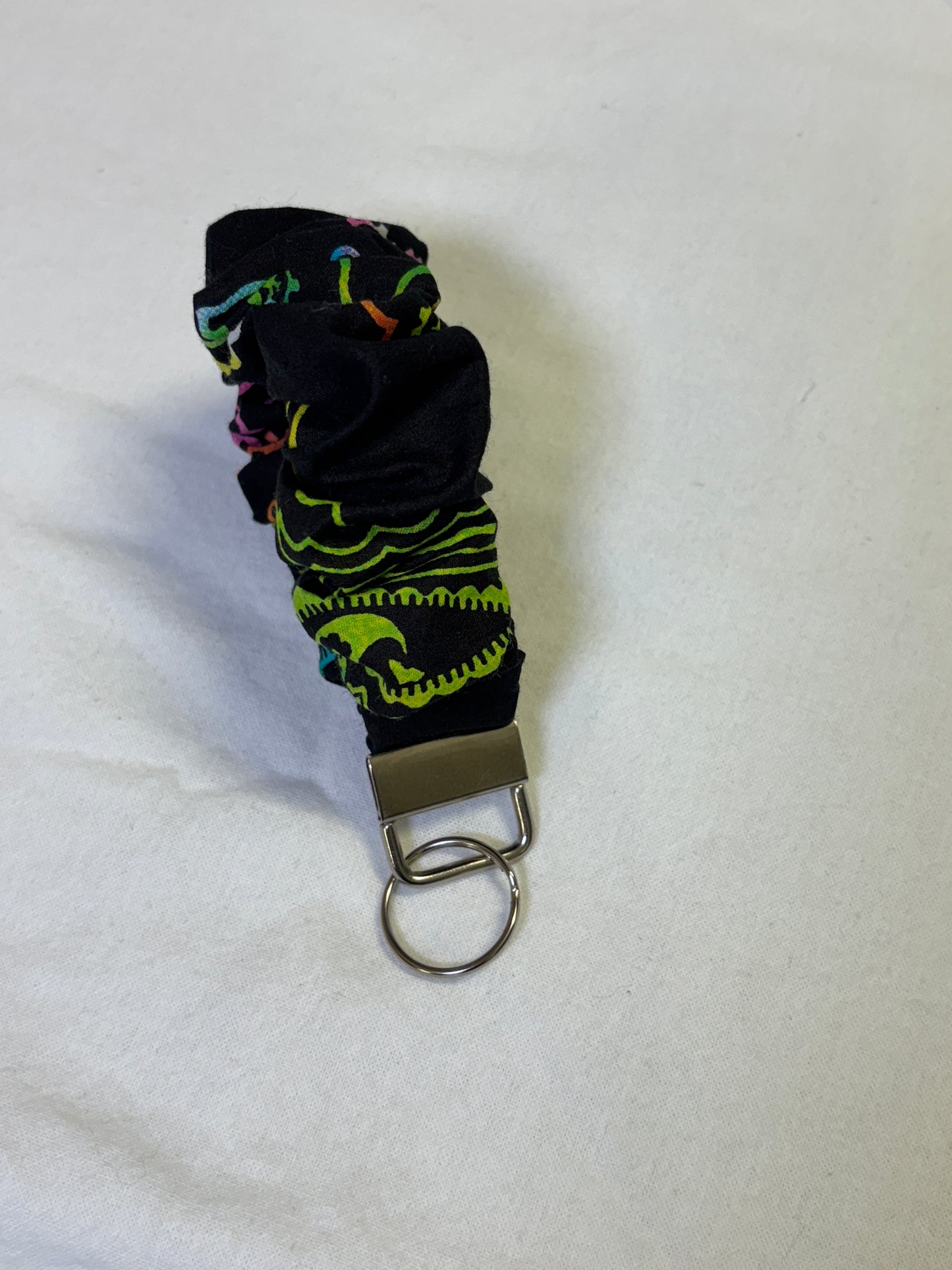 Pastels on Black Bandana Scrunchie Keychain