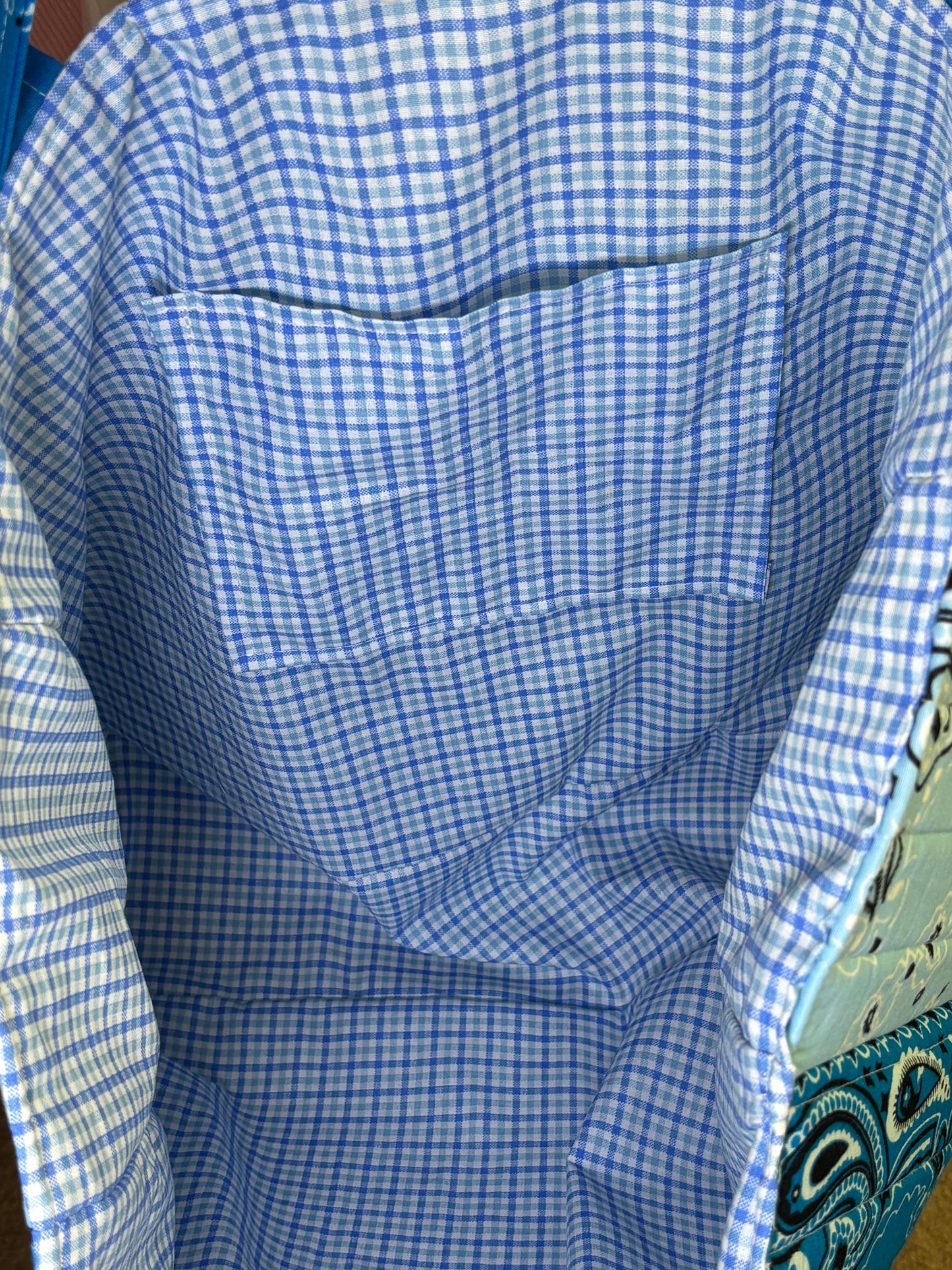 Blue Square Bandana Tote Bag