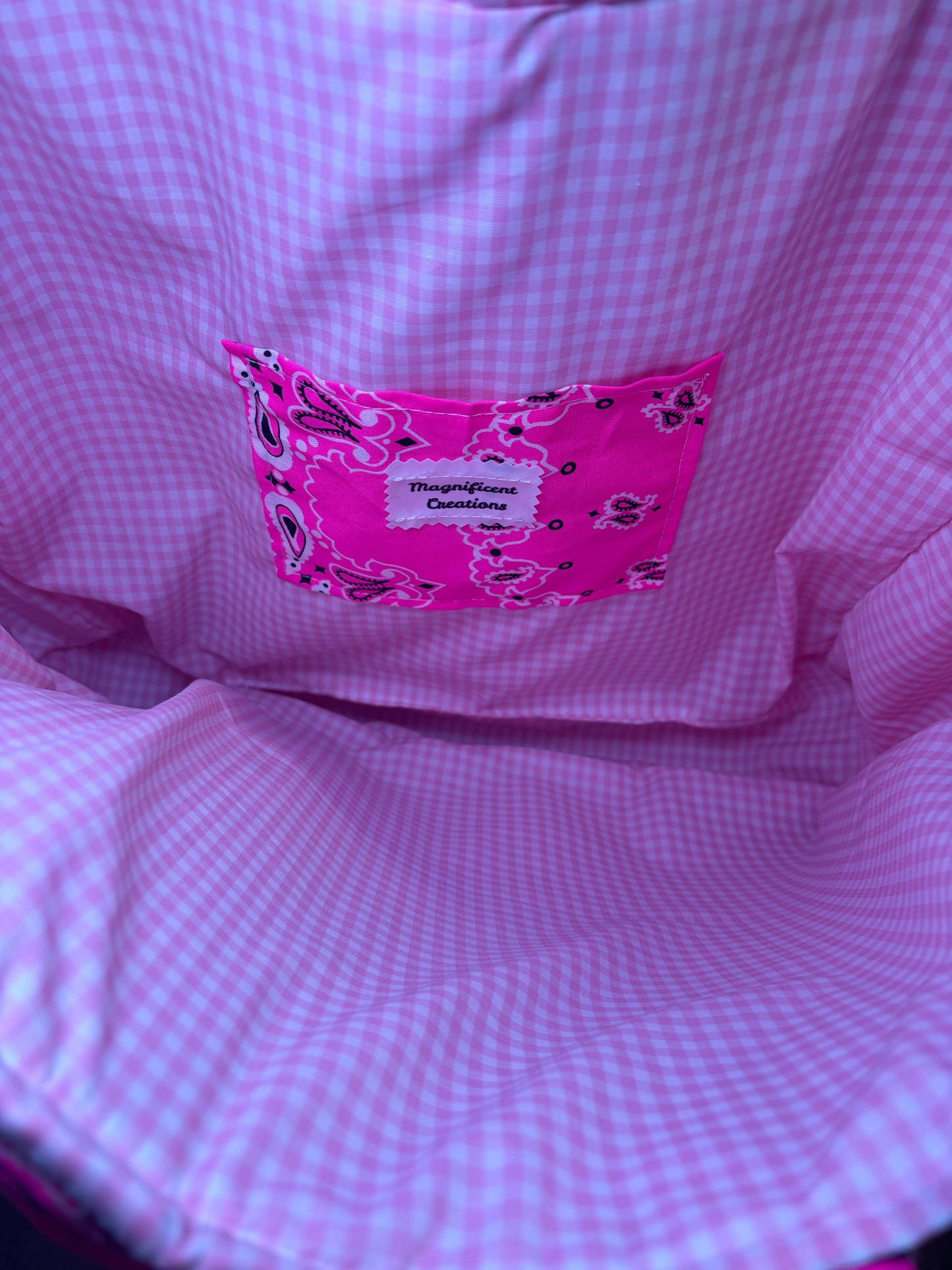 Pink Square Bandana Tote Bag
