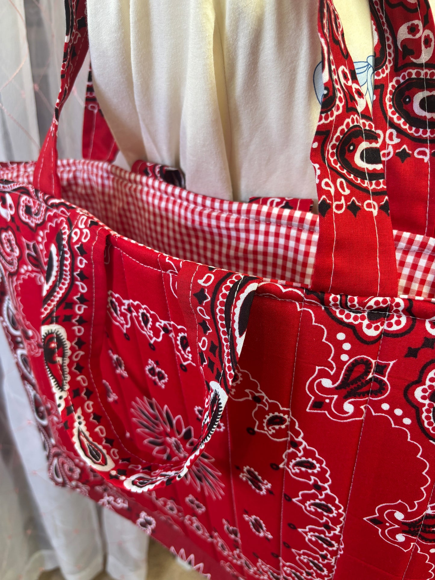 Red Square Bandana Tote Bag