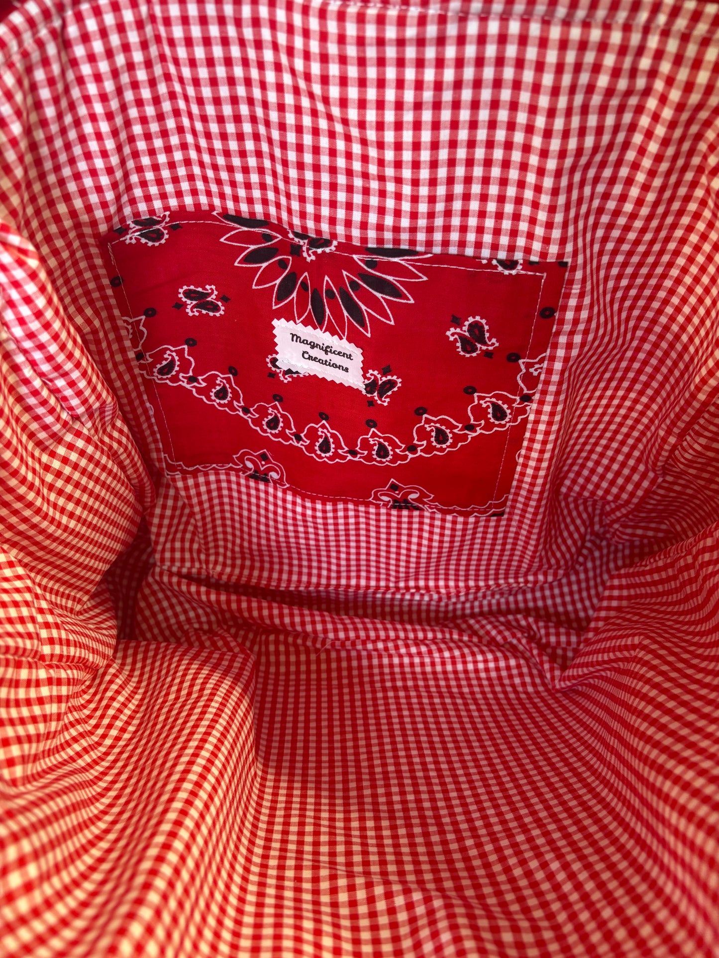 Red Square Bandana Tote Bag
