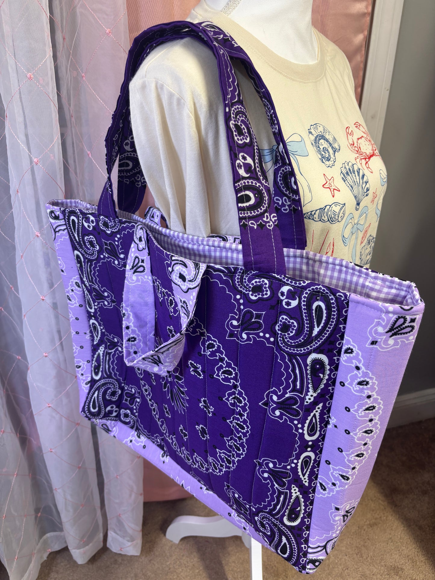 Purple Square Bandana Tote Bag