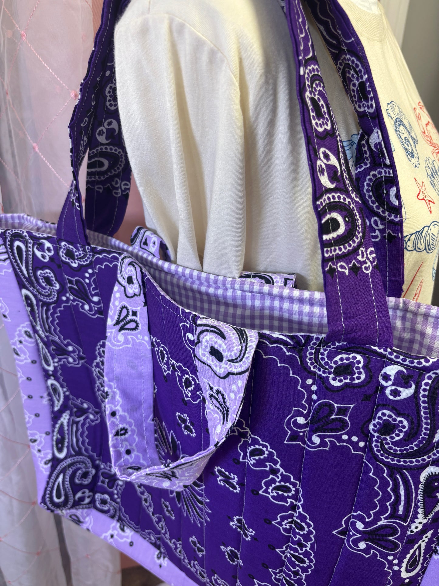 Purple Square Bandana Tote Bag