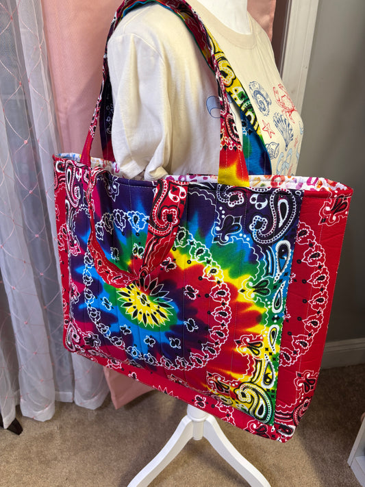 Hippie Square Bandana Tote Bag