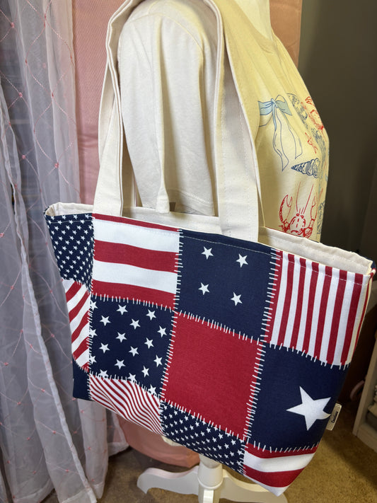Patriotic American Flag Tote Bag