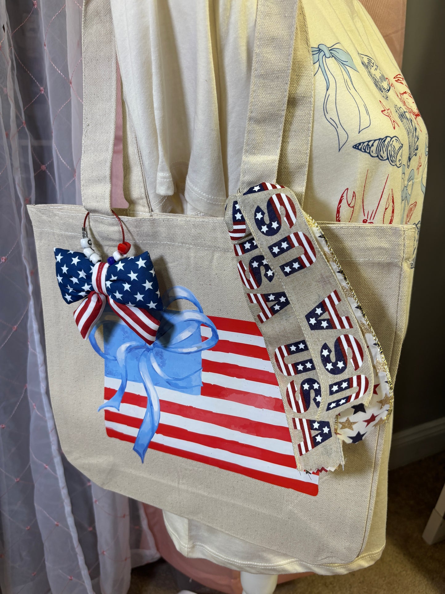 Blue Bow Flag Tote