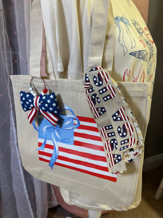 Blue Bow Flag Tote