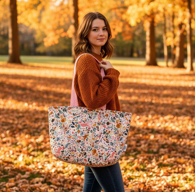 Fall Pink Forest Animal Tote Bag