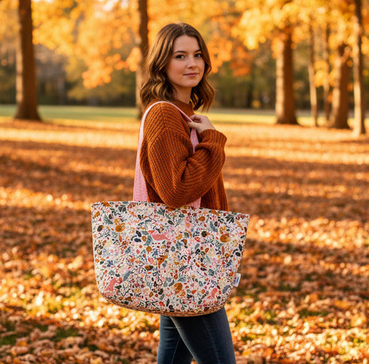 Fall Pink Forest Animal Tote Bag