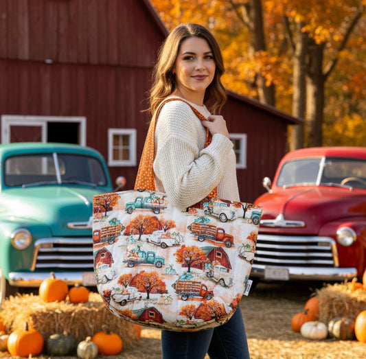 Fall Farm Truck Tote Bag
