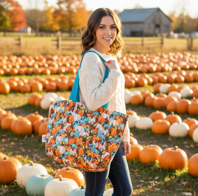Fall Teal Pumpkins Tote Bag