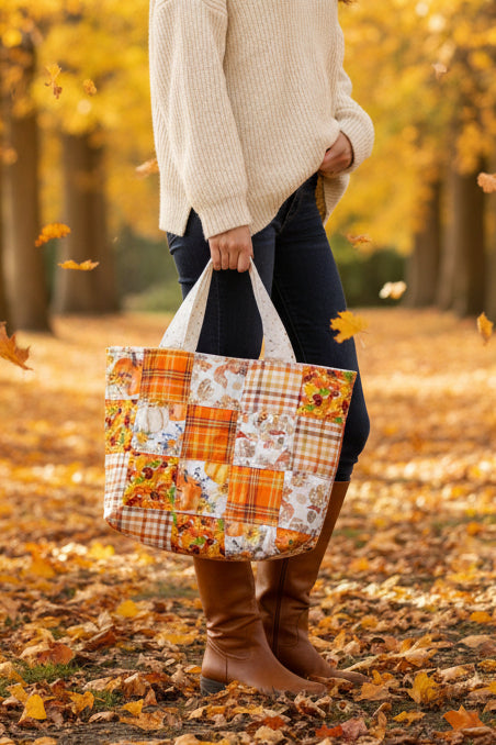 Fall Patch Work Tote Bag