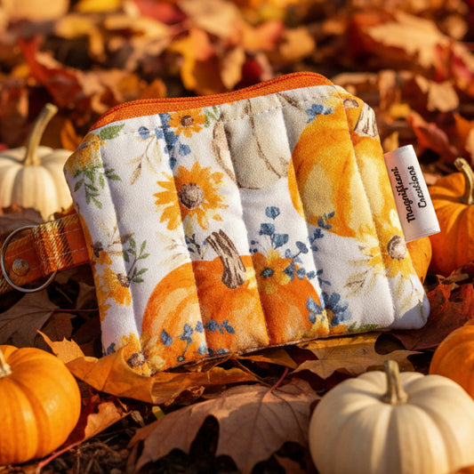 Fall Pumpkin with Teal Foliage Mini Wallet