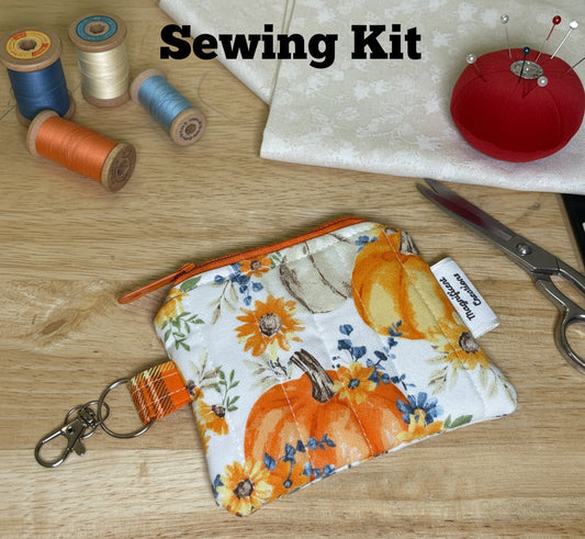 Fall Pumpkin with Teal Foliage Sew a Mini Wallet Kit