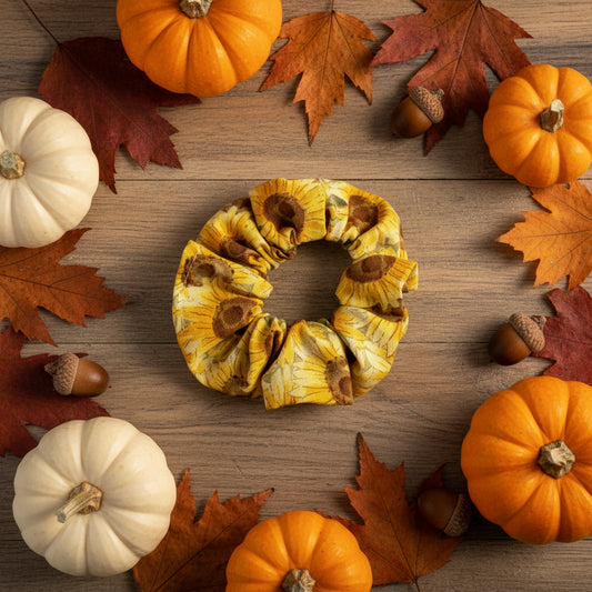 Fall Large Sunflower Scrunchie