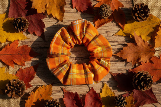 Fall Orange Plaid Scrunchie