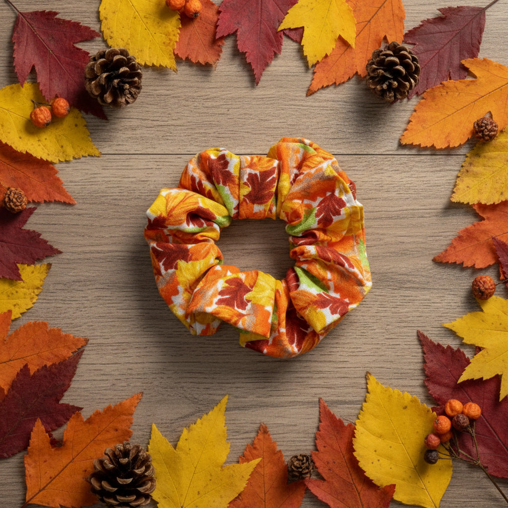 Fall Autumn Leaves Scrunchie