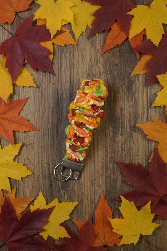 Autumn Small Leaves Scrunchie Keychain