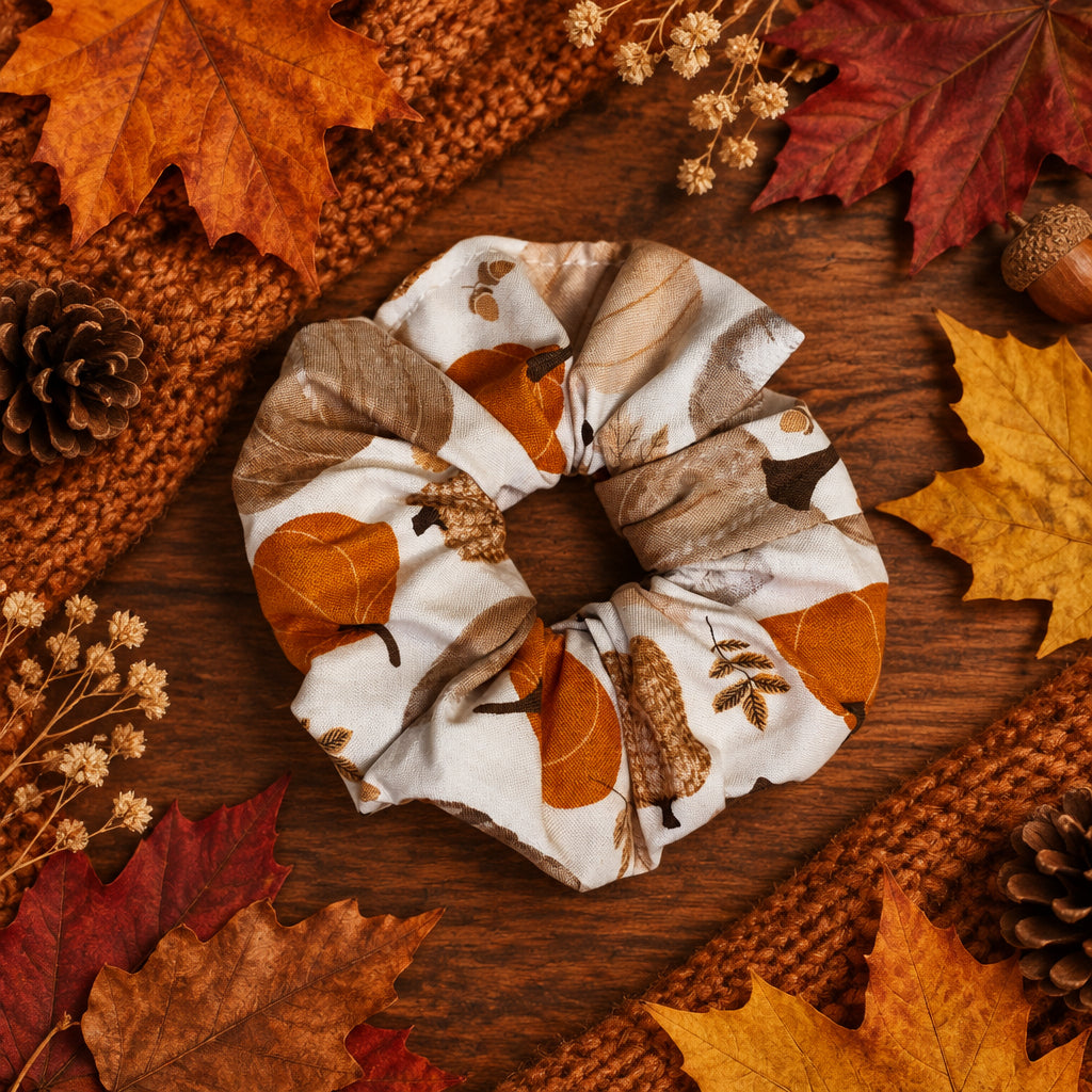 Fall Pumpkin Sweater Scrunchie