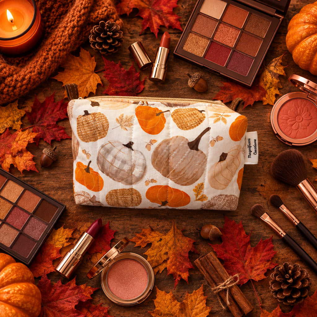 Fall Pumpkin Sweater Small Make Up Bag