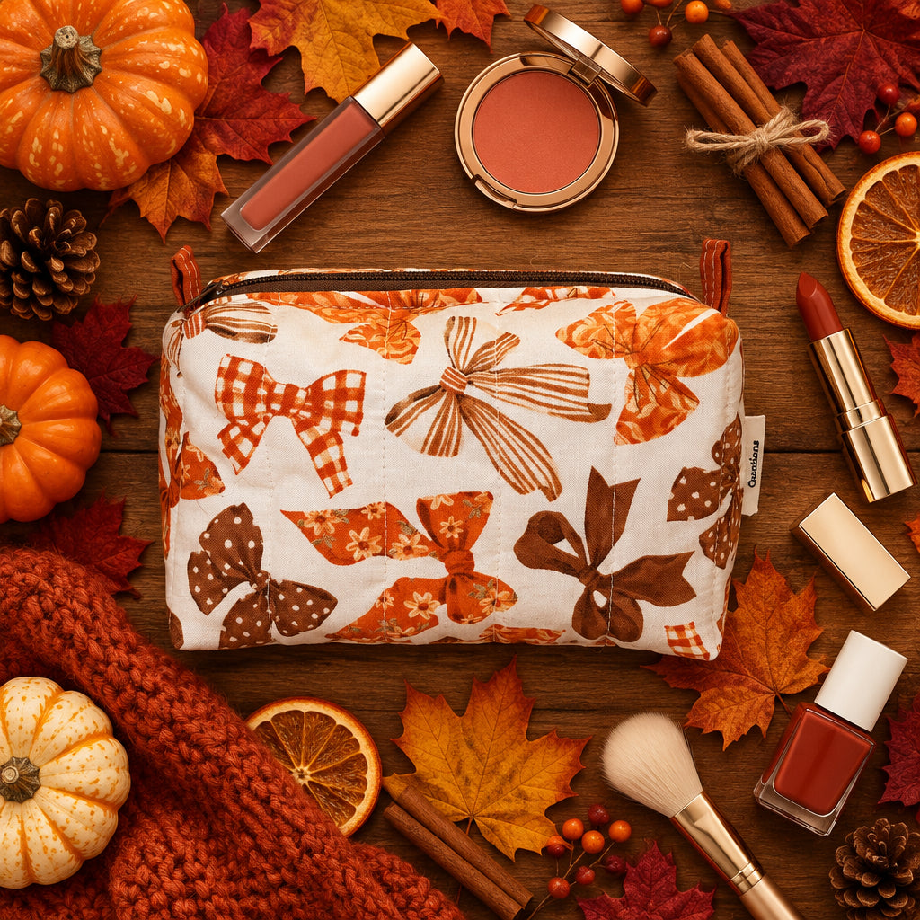 Fall Bow Small Make Up Bag