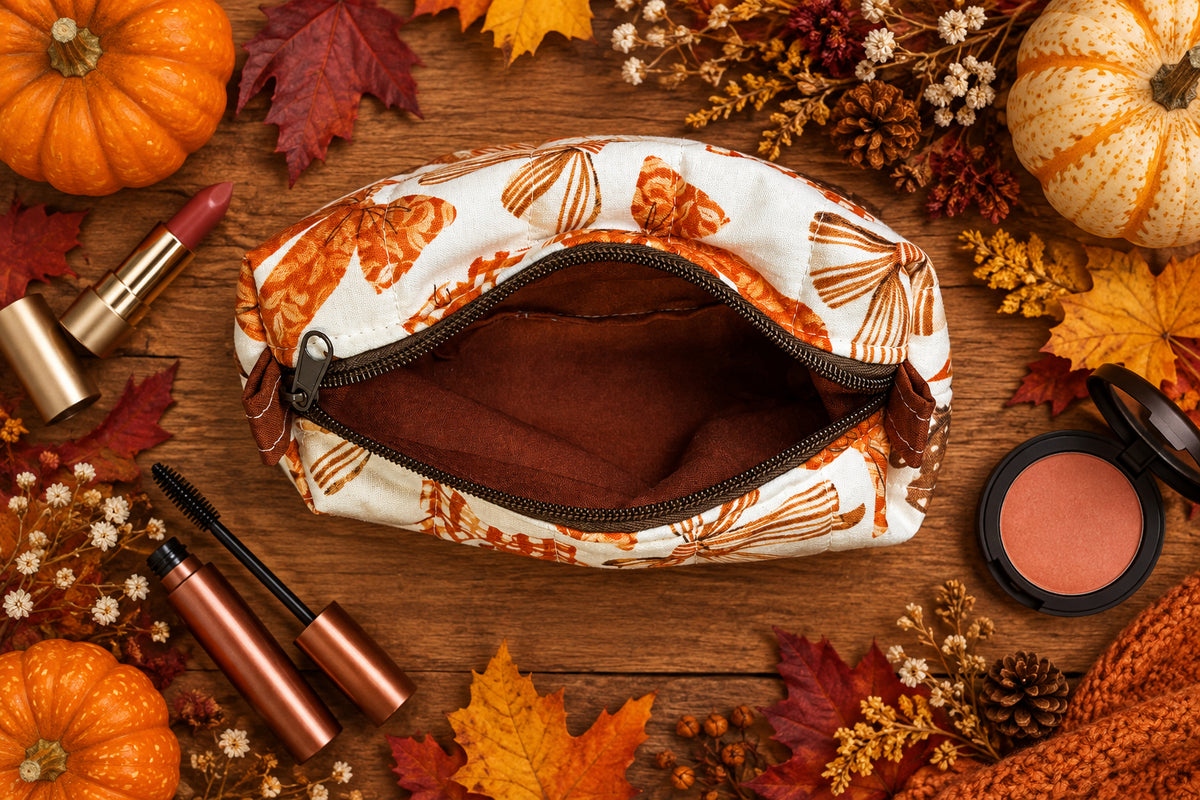 Fall Bow Small Make Up Bag