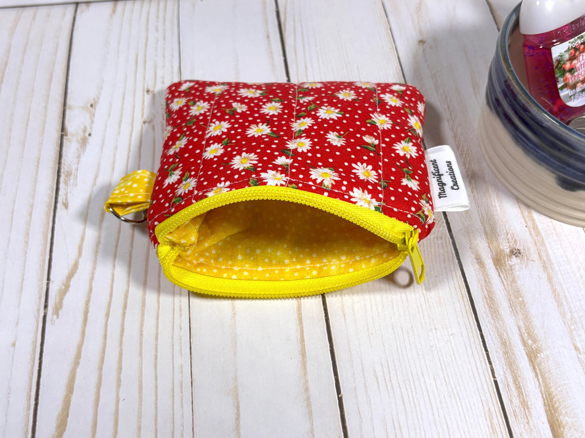 Red Mini Wallet The Daisy on Red Mini Wallet – Magnificent Creation