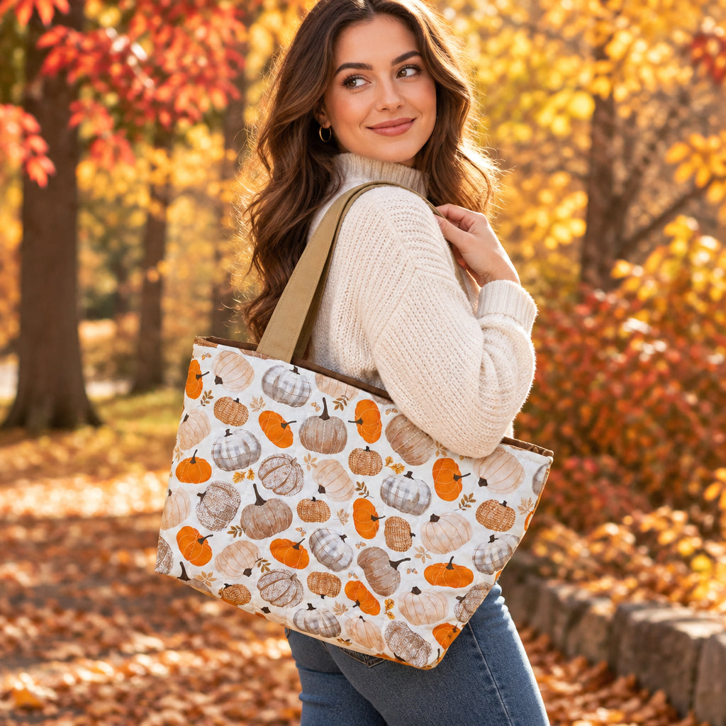Fall Pumpkin Sweater Medium Tote Bag