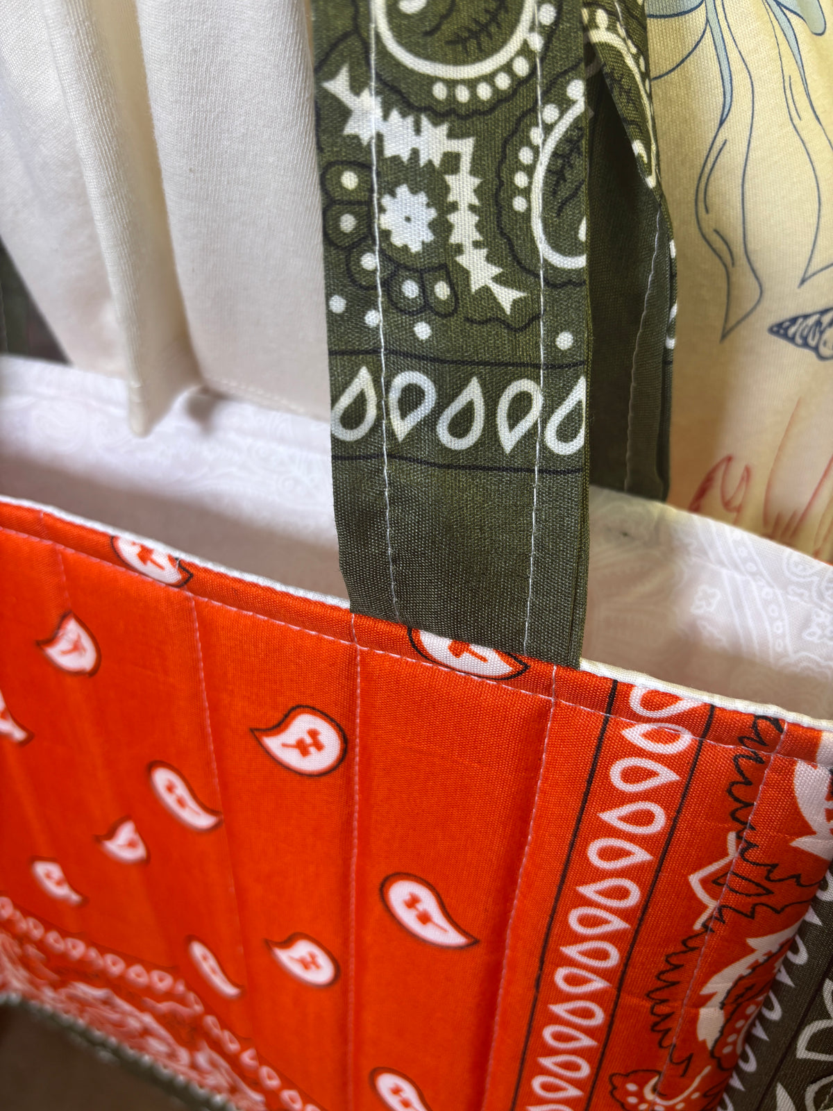 Fall Orange and Green Mini Bandana Tote Bag