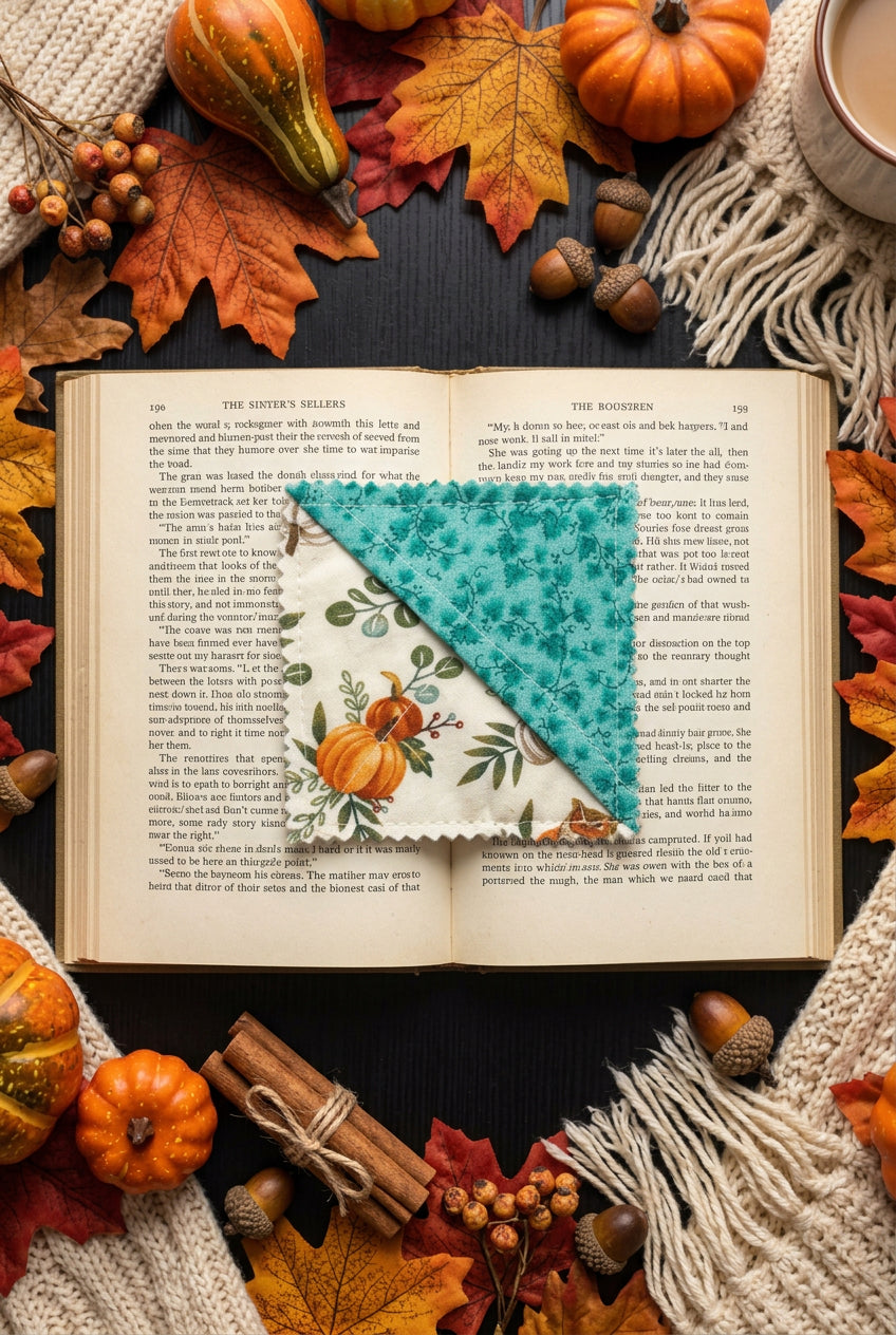 Fall Teal Pumpkin Corner Bookmark