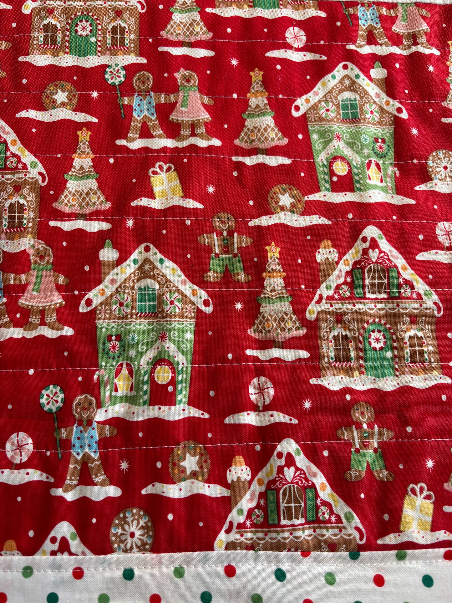 Red Gingerbread house Table Runner