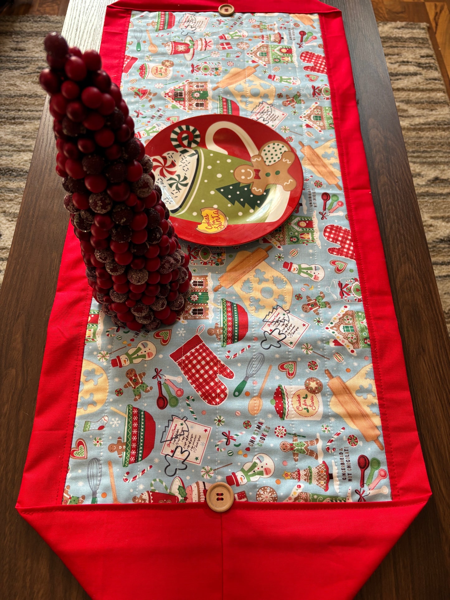 Blue Gingerbread Table Runner