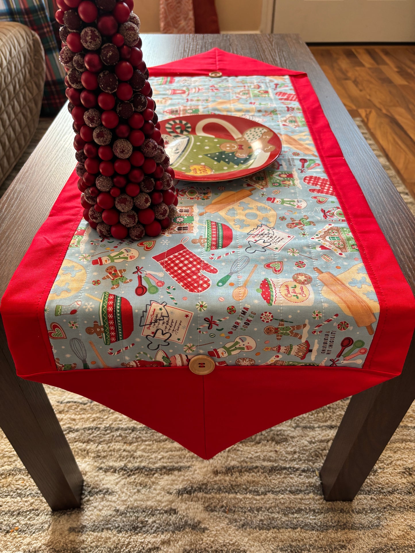 Blue Gingerbread Table Runner