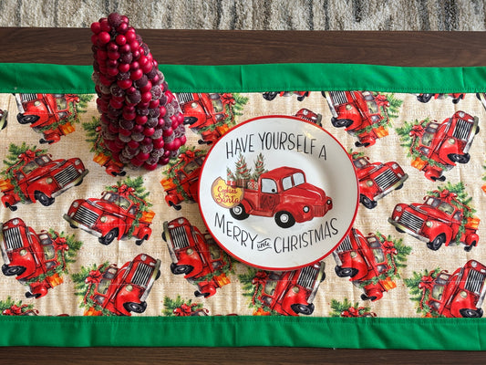 Christmas Red Truck Table Runner