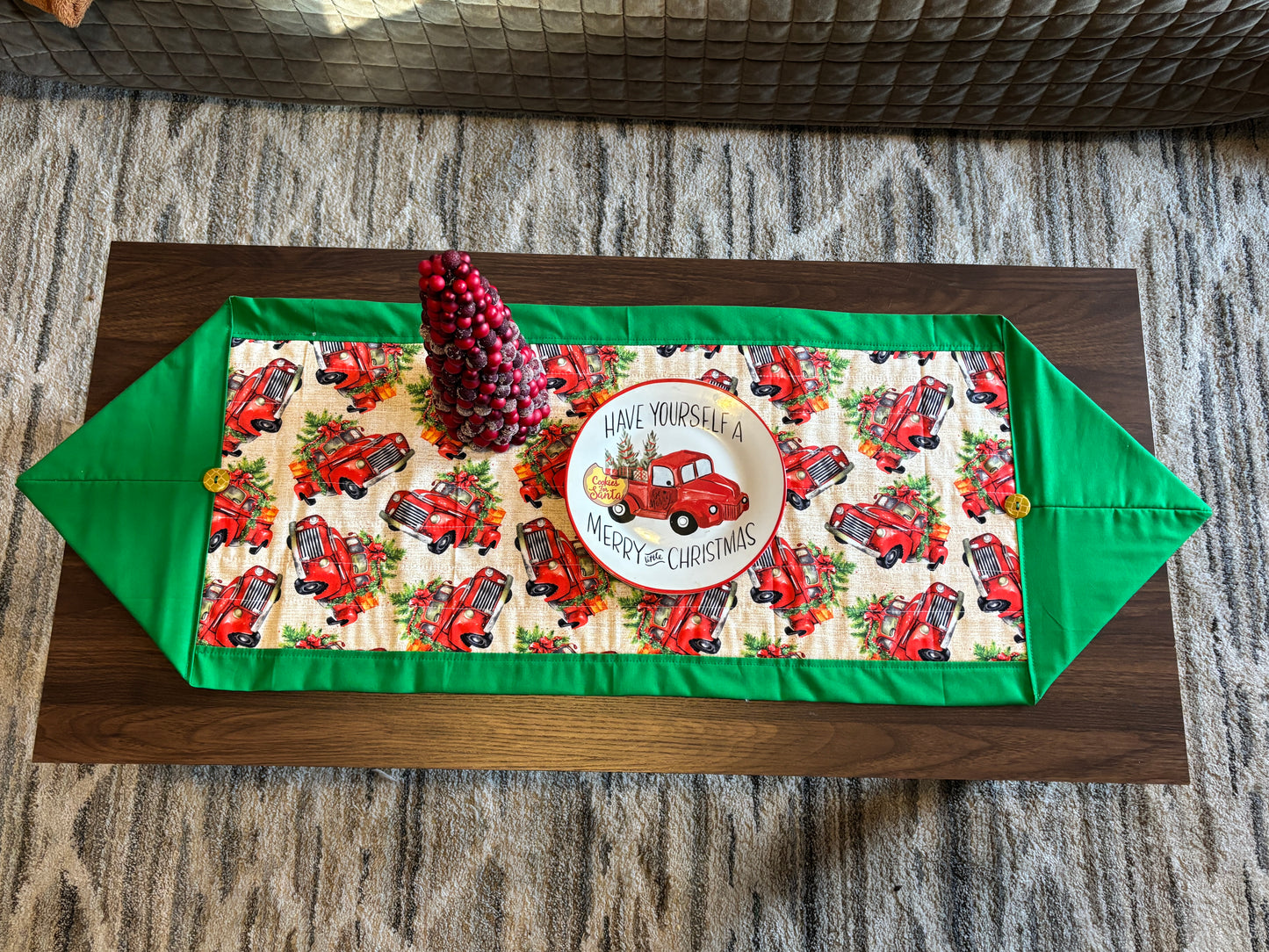 Christmas Red Truck Table Runner