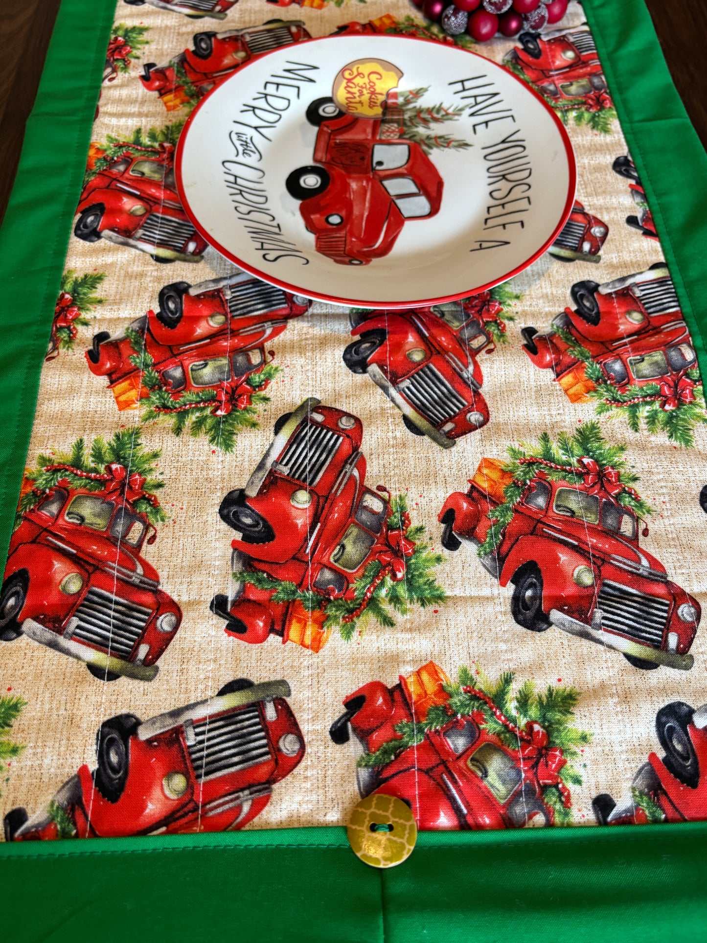 Christmas Red Truck Table Runner