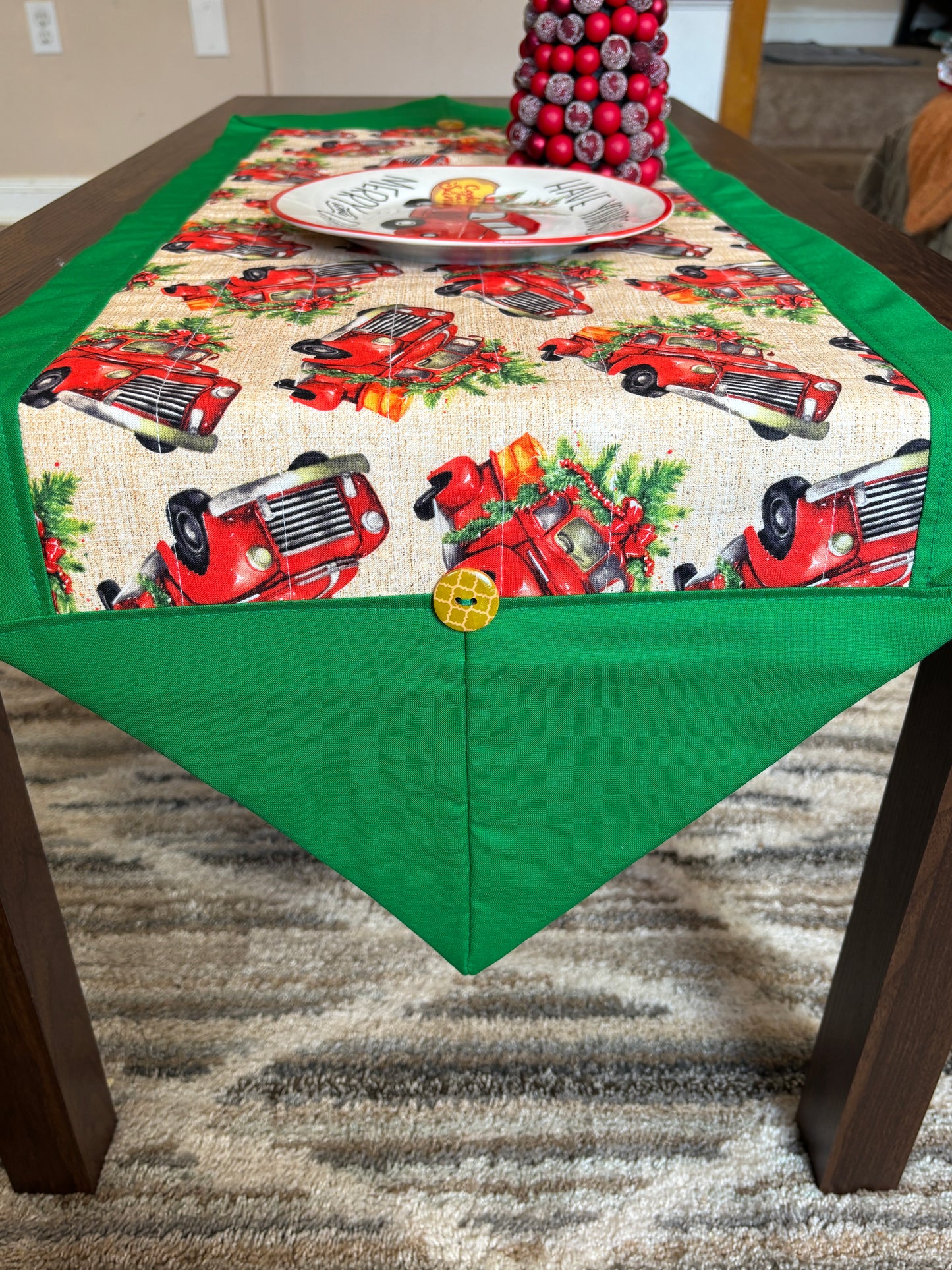 Christmas Red Truck Table Runner