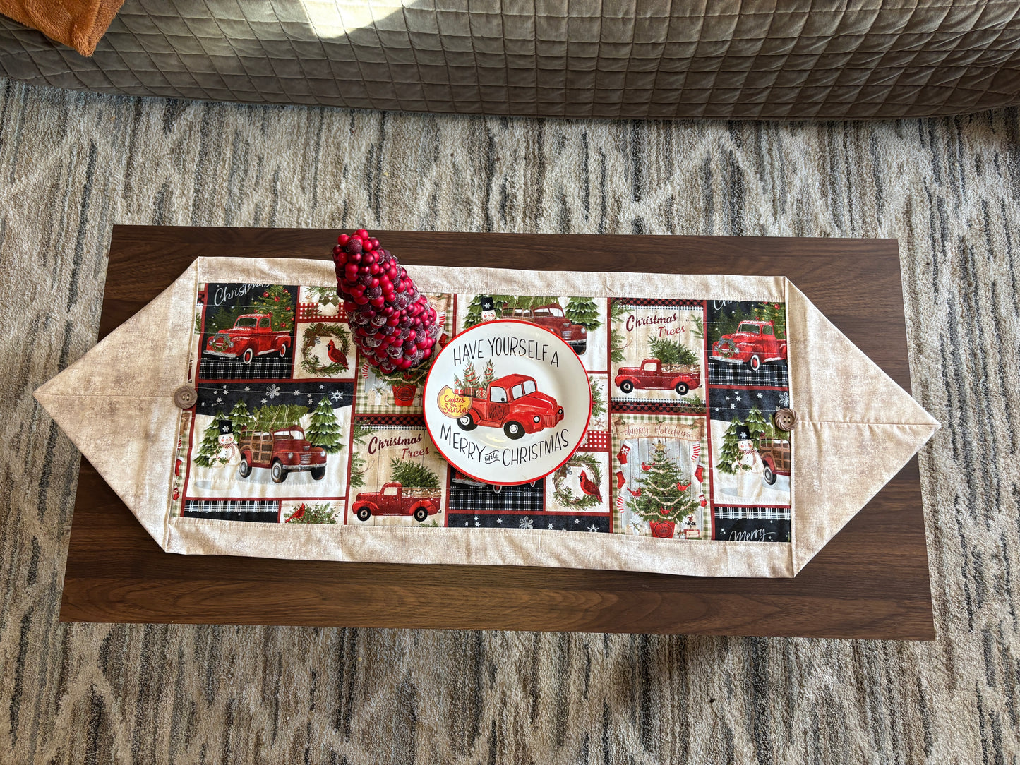 Retro Red Truck Table Runner